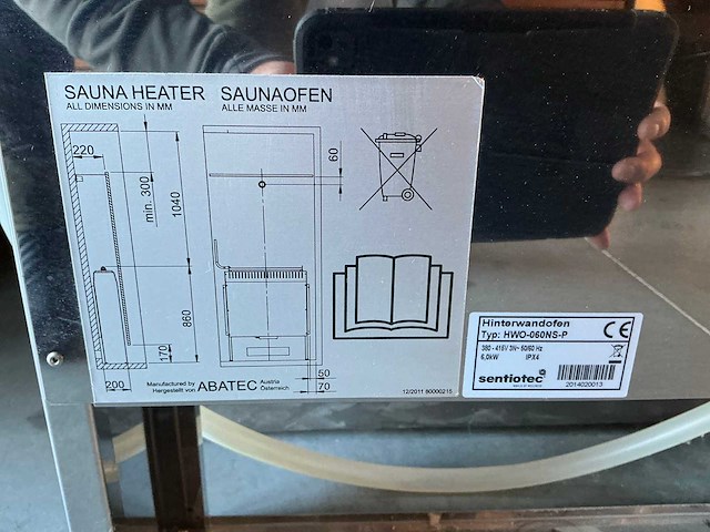 Sentiotec hwo-060ns-p kachel sauna - afbeelding 3 van  3