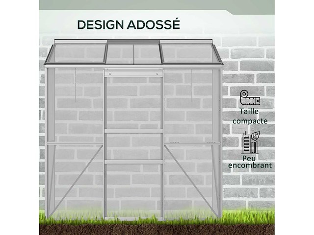 Serre adossée serre de jardin fenêtres ouvrables - afbeelding 5 van  7