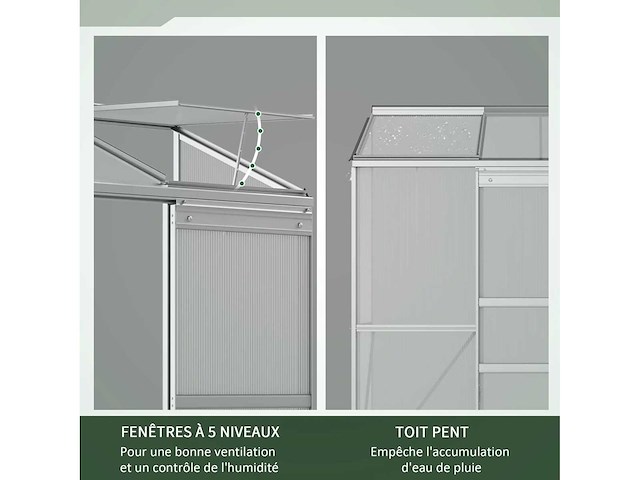 Serre adossée serre de jardin fenêtres ouvrables - afbeelding 6 van  7