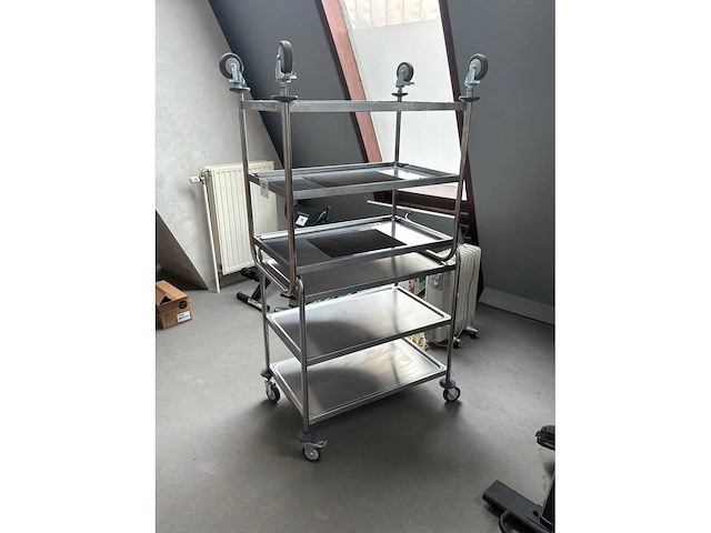 Serveerwagen rvs (2x) - afbeelding 1 van  3