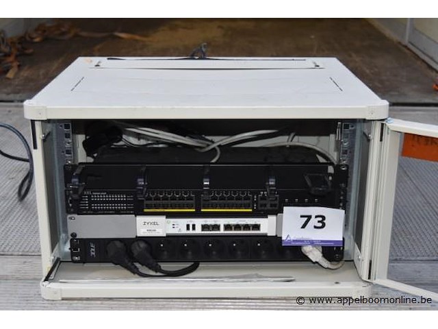 Serverkast inhoudend security gateway zyxel nsg 100 plus zyxel gs1920-24hp - afbeelding 1 van  2