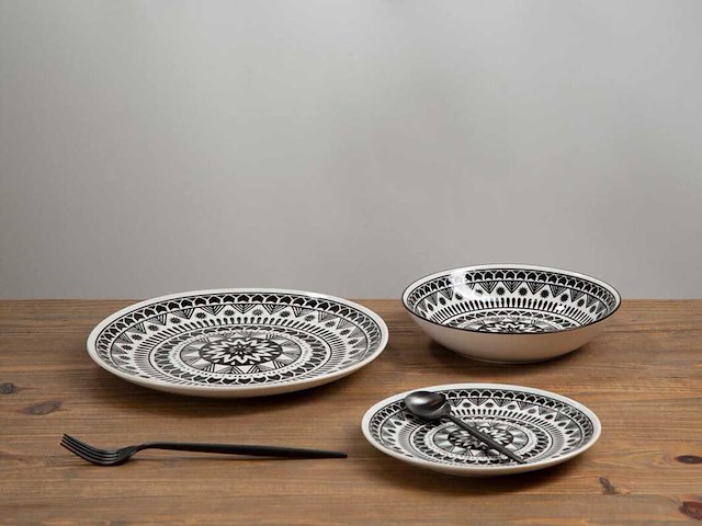 Service de table 12 pièces noir et blanc - afbeelding 1 van  10