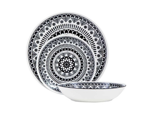 Service de table 12 pièces noir et blanc - afbeelding 4 van  10