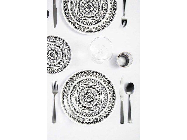 Service de table 12 pièces noir et blanc - afbeelding 10 van  10