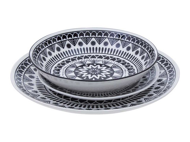 Service de table 12 pièces noir et blanc - afbeelding 3 van  10