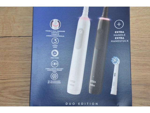 Set elektrische tandenborstels braun oral b pro series 3 duo edition white and black met extra opzetborstel (b435) - afbeelding 3 van  5