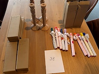 Set hout-look kaarshouders + kaarsen