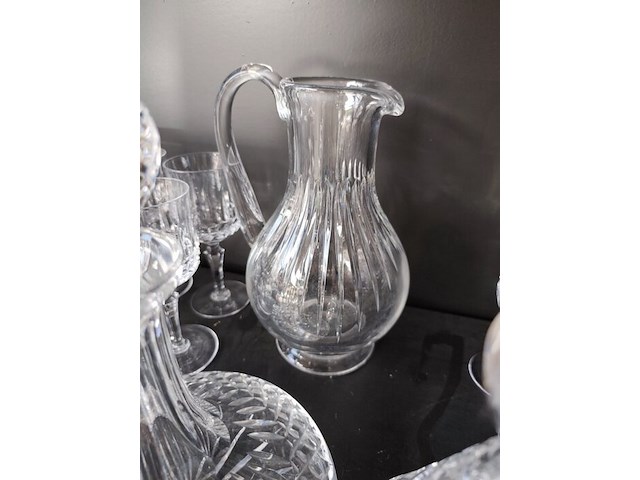 Set kristallen glazen en karaf, 2 decanteerkaraffen kristal - afbeelding 6 van  8