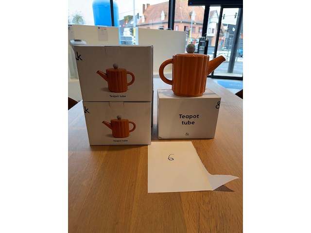 Set oranje thee-potten - afbeelding 1 van  4
