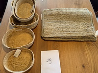 Set placemats + rieten mandjes