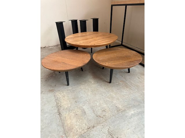 Set v 3 salontafels massief eik - afbeelding 1 van  2