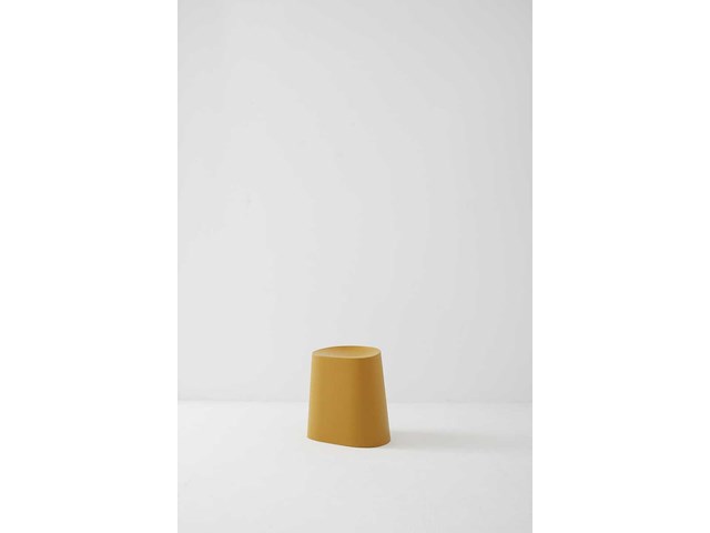 Set van 1 brede leunstoel (terracota) + 1 kalmar gele pouff - afbeelding 2 van  5
