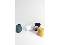 Set van 1 brede leunstoel (terracota) + 1 kalmar gele pouff - afbeelding 5 van  5