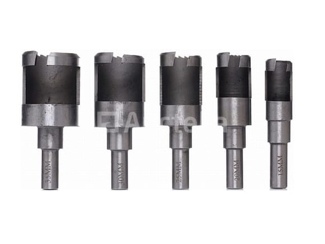 Set van 10 bits met doppen/gaten 15-35 mm kraft&dele - afbeelding 2 van  3