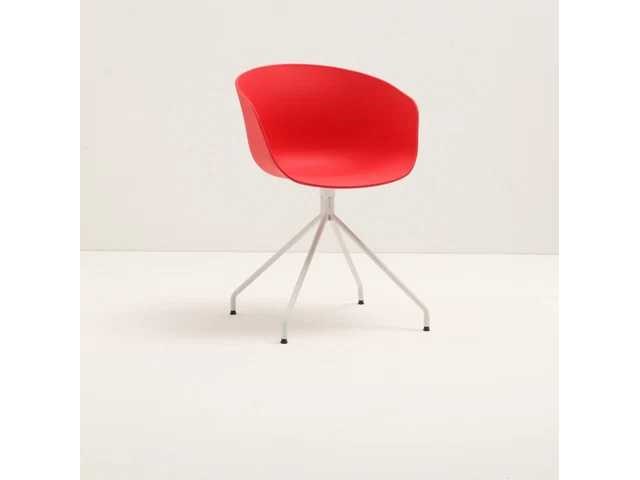 Set van 10 designerstoelen - witte vaste poot - rode stoel met armleuningen - afbeelding 4 van  4