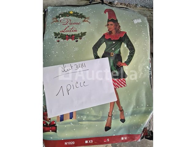 Set van 10 kerstjutte-zakken - nieuw santa claus bag deluxe model - nieuw set van 10 pakjes kerstelfenpantoffels - nieuw set van 3 kerstsjaals - nieuw verbluffend pixiekostuum - gloednieuwe maat s prachtig pixiekostuum - nieuwe maat m set van 19 grote feeststickers diverse ontwerpen - nieuw - afbeelding 6 van  7