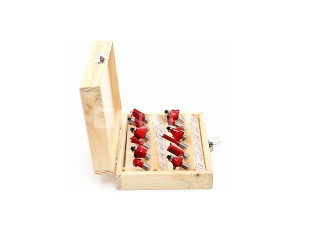 Set van 12 kraft&dele-routerbits in een koffer - afbeelding 1 van  2