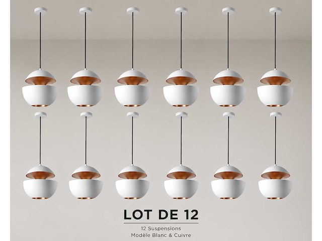 Set van 12 sun-lampen 25 cm - wit en goud - afbeelding 1 van  5
