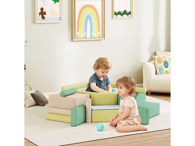 Set van 15 zachte modulaire bouwblokken voor kinderen met 200 ballen voor binnengebruik, meerkleurig - afbeelding 2 van  6