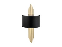 Set van 2 art deco metalen wandlampen - b. 22 x h. 75 cm - zwart en goud - afbeelding 5 van  5