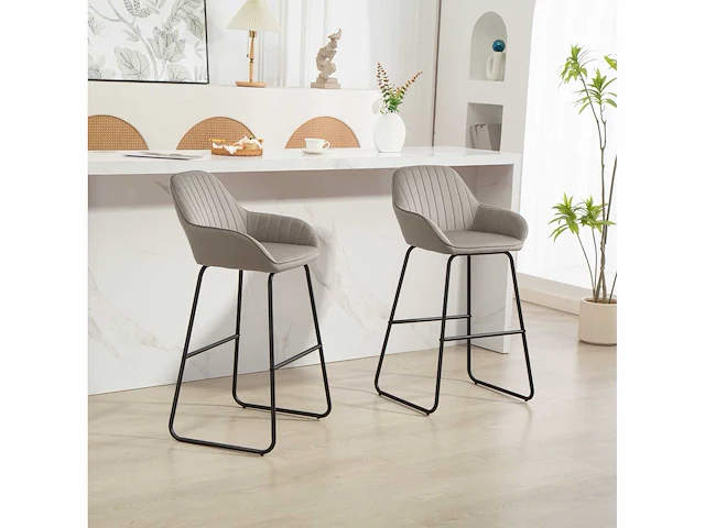 Set van 2 barkrakkjes, barkruk met stoffen bekleding en bekleding - afbeelding 1 van  4