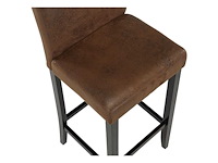 Set van 2 barkrukken - microfiber oud leren uiterlijk - donkerhouten poten - afbeelding 6 van  8