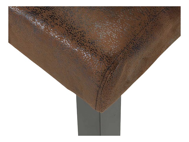 Set van 2 barkrukken - microfiber oud leren uiterlijk - donkerhouten poten - afbeelding 7 van  8