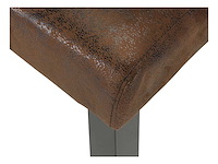 Set van 2 barkrukken - microfiber oud leren uiterlijk - donkerhouten poten - afbeelding 7 van  8