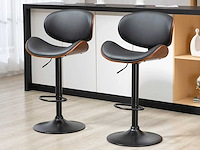 Set van 2 barstoelen, krukje op instelbare hoogte van zwarte synthetische bekleding - afbeelding 1 van  6