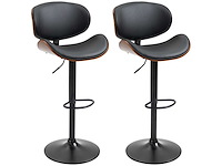 Set van 2 barstoelen, krukje op instelbare hoogte van zwarte synthetische bekleding - afbeelding 3 van  6