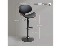 Set van 2 barstoelen, krukje op instelbare hoogte van zwarte synthetische bekleding - afbeelding 4 van  6