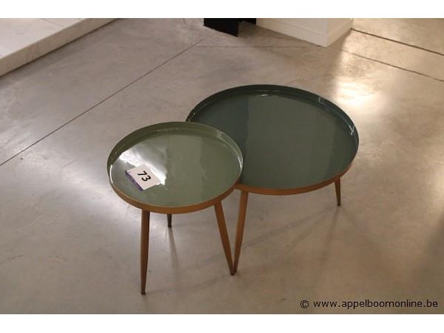 Set van 2 bijzettafels - rond, glazen blad - afbeelding 1 van  1