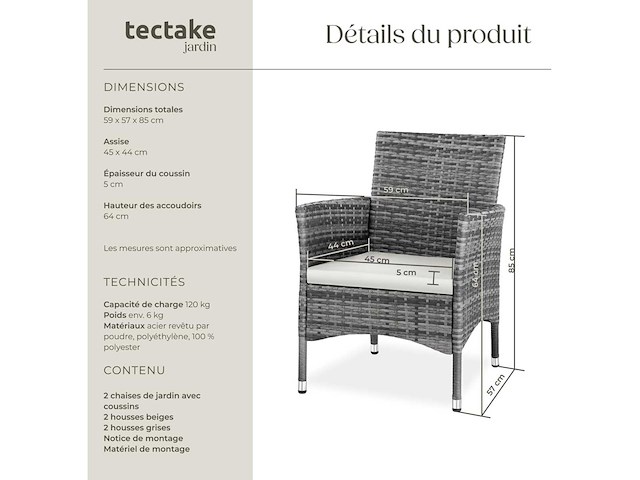 Set van 2 comfortabele fauteuils met armleuningen - afbeelding 3 van  8