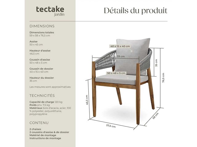 Set van 2 comfortabele fauteuils met armleuningen - afbeelding 7 van  8