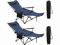 Set van 2 draagbare campingstoelen, klapstoel voor kamperen, met draagtas, blauw - afbeelding 2 van  8