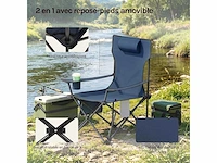 Set van 2 draagbare campingstoelen, klapstoel voor kamperen, met draagtas, blauw - afbeelding 7 van  8
