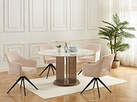 Set van 2 draaistoelen - corduroy & black metal - cream - afbeelding 1 van  8