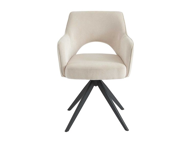 Set van 2 draaistoelen - corduroy & black metal - cream - afbeelding 3 van  8