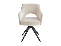 Set van 2 draaistoelen - corduroy & black metal - cream - afbeelding 3 van  8
