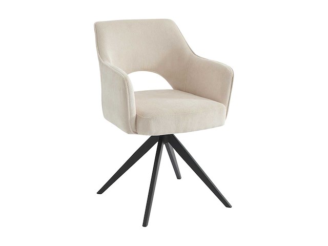 Set van 2 draaistoelen - corduroy & black metal - cream - afbeelding 4 van  8