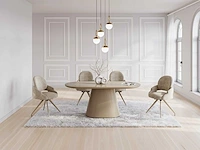 Set van 2 draaistoelen in tweedstof en taupe metaal - cream