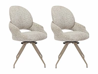 Set van 2 draaistoelen in tweedstof en taupe metaal - cream - afbeelding 2 van  6