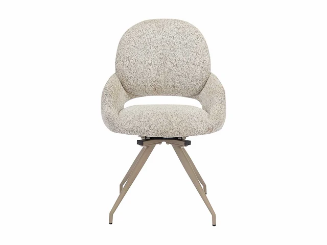 Set van 2 draaistoelen in tweedstof en taupe metaal - cream - afbeelding 3 van  6