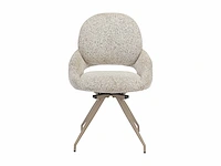 Set van 2 draaistoelen in tweedstof en taupe metaal - cream - afbeelding 3 van  6