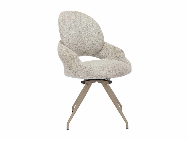 Set van 2 draaistoelen in tweedstof en taupe metaal - cream - afbeelding 4 van  6