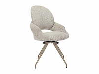 Set van 2 draaistoelen in tweedstof en taupe metaal - cream - afbeelding 4 van  6