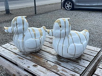 Set van 2 eenden h40cm wit trash goud - afbeelding 1 van  3