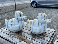 Set van 2 eenden h40cm wit trash goud - afbeelding 3 van  3