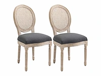 Set van 2 eetkamerstoelen - louis xvi-stijl medaillon-loungestoel - gesneden massief hout, patina - afbeelding 2 van  6