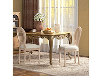 Set van 2 eetkamerstoelen, keukenstoelen, vintage design, weense wandelstoklook, natuur + crème - afbeelding 2 van  8